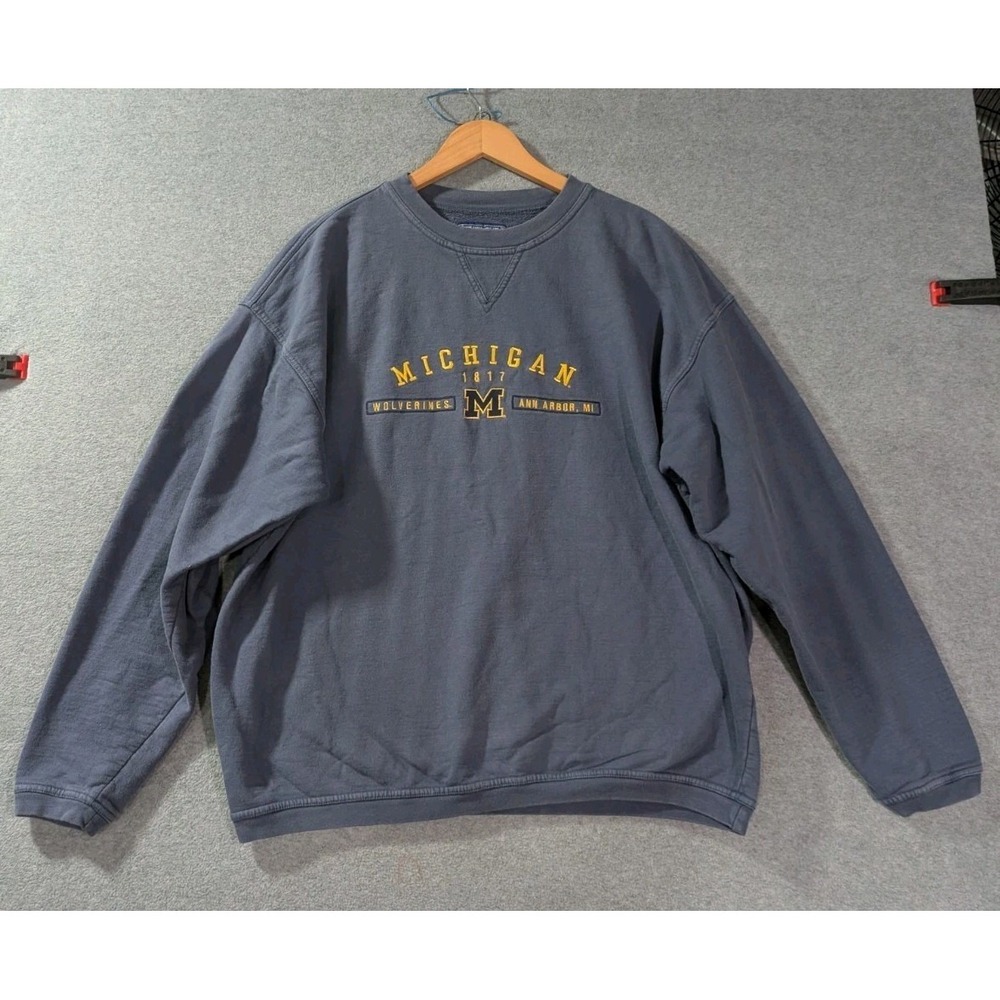 Michigan Wolverines VTG Crewneck Sweatshirt XL Gray Fade Champs 90s Embroidered